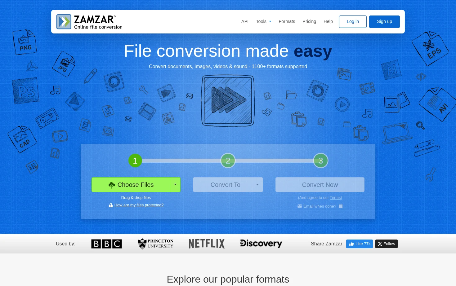 Zamzar 页面快照